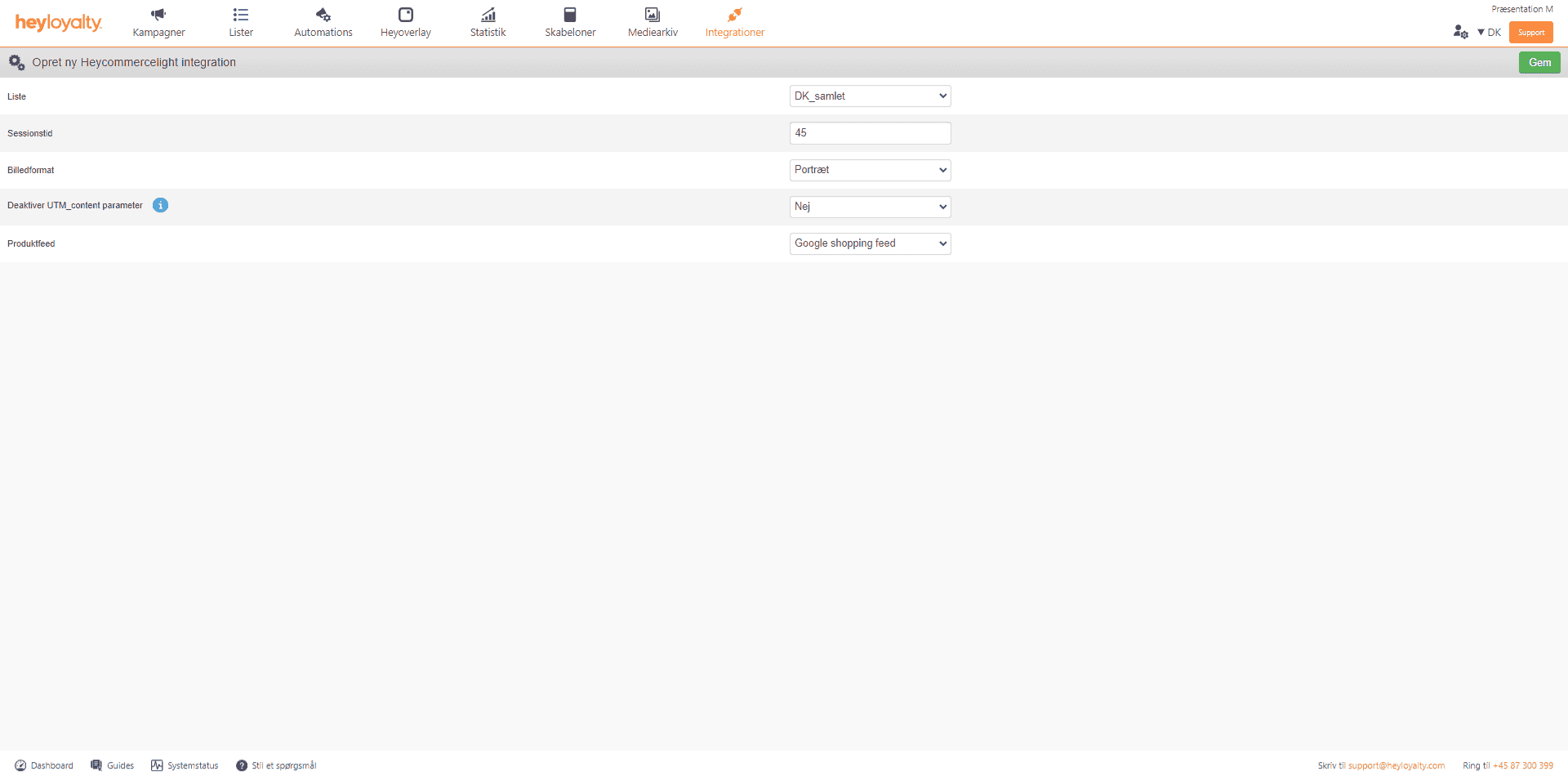 Indsæt tabt kurv integration