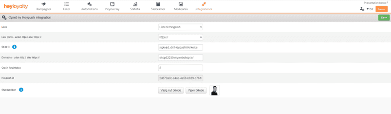 Webpush indstillinger