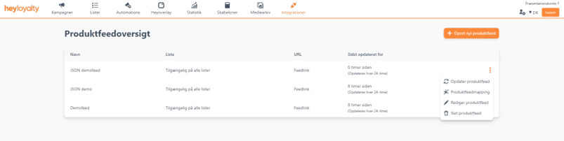 Opdatér produktfeed