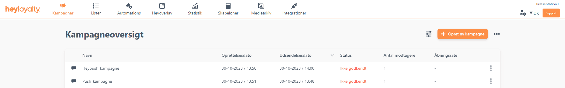 Opsæt Webpush kampagne