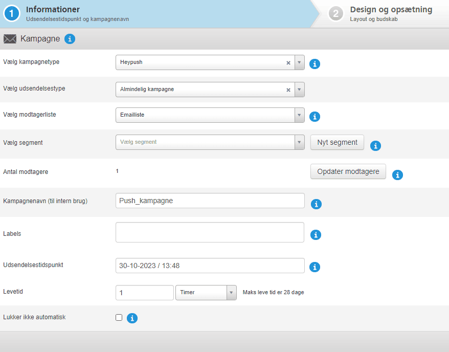 Kampagne indstillinger