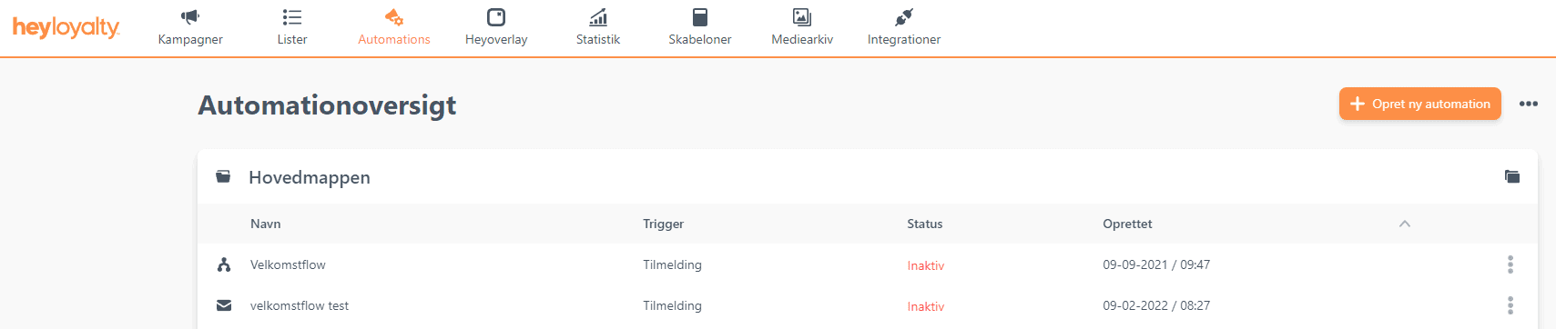 Opret Webpush automation