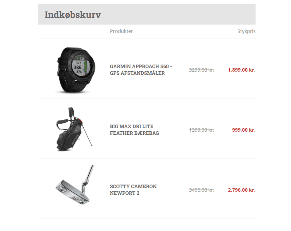 Listevisning ved tabt kurv