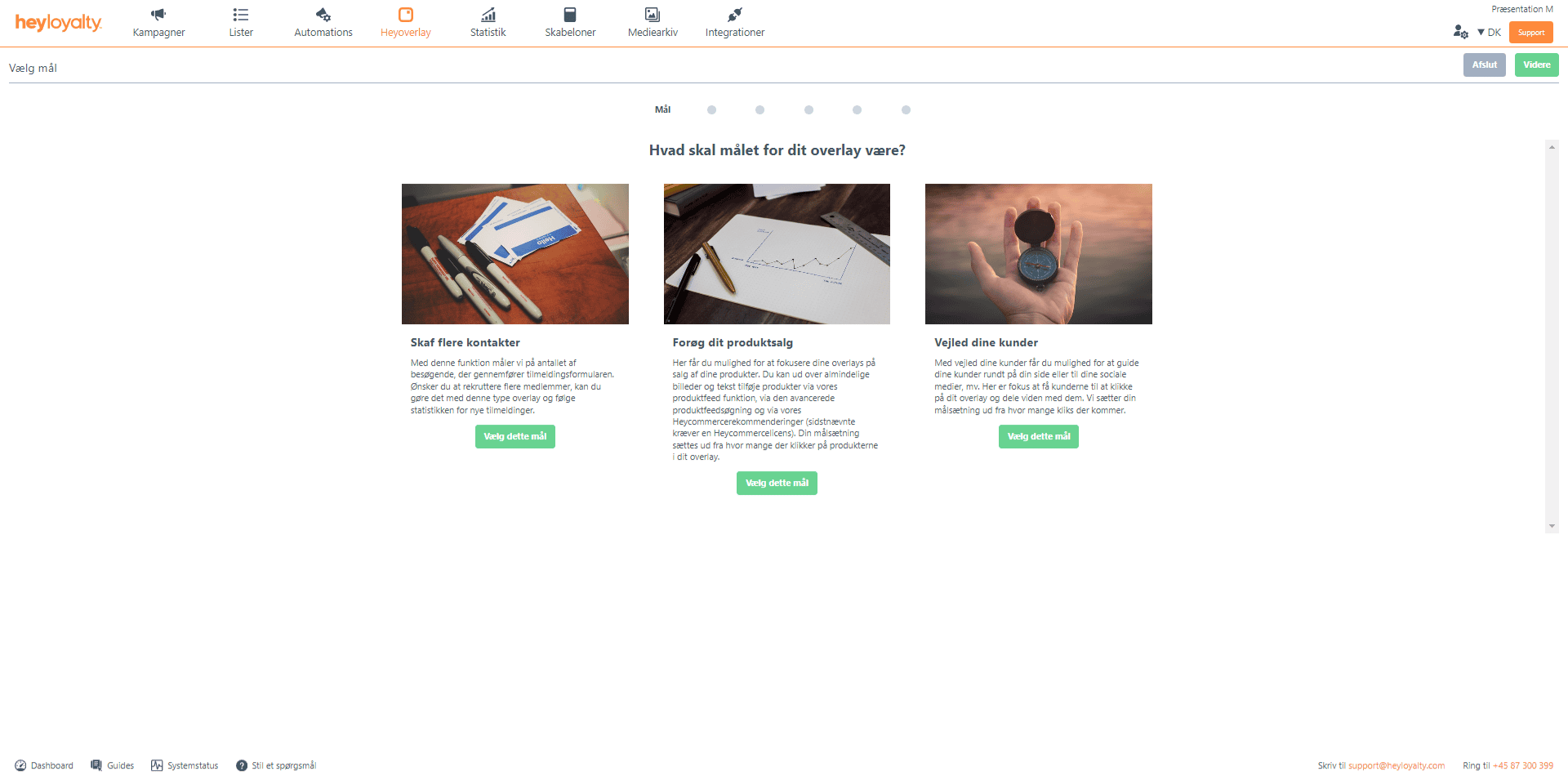 Vælg formålet med din landingpage