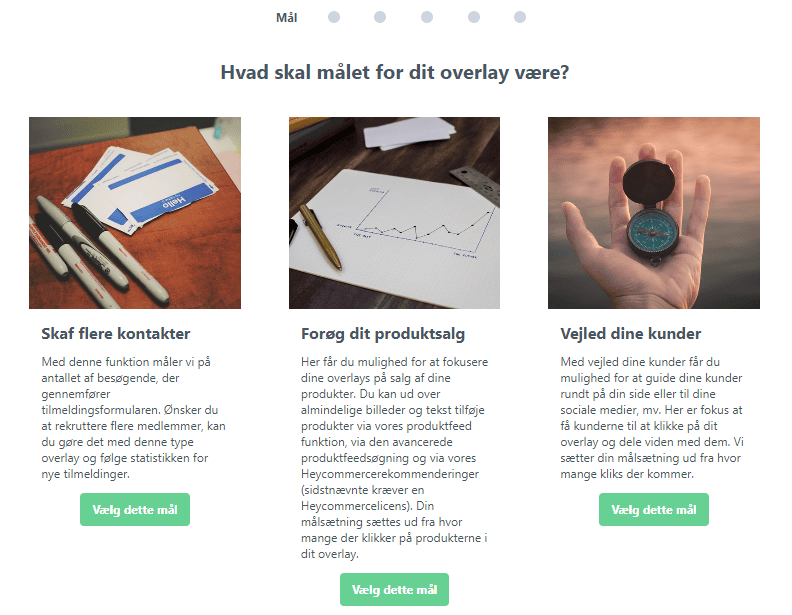 Vælg formålet med dit overlay