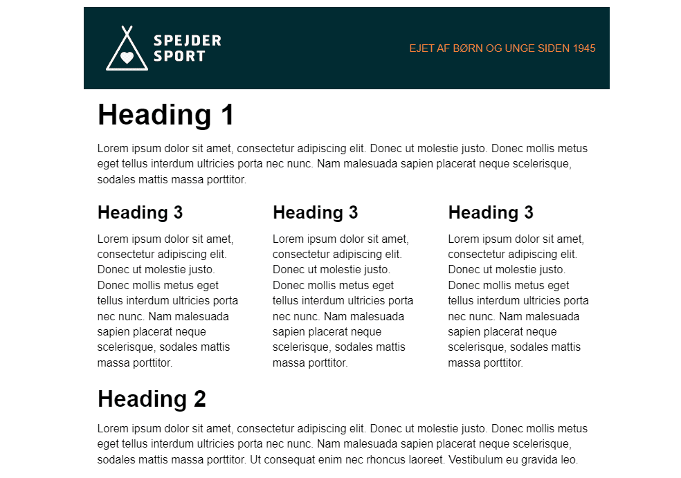 Eksempel på e-mail skabelon fra Spejdersport