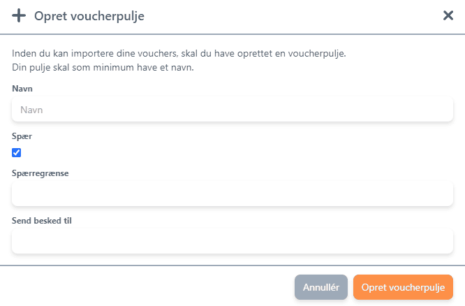Vælg voucherpulje og spærregrænse