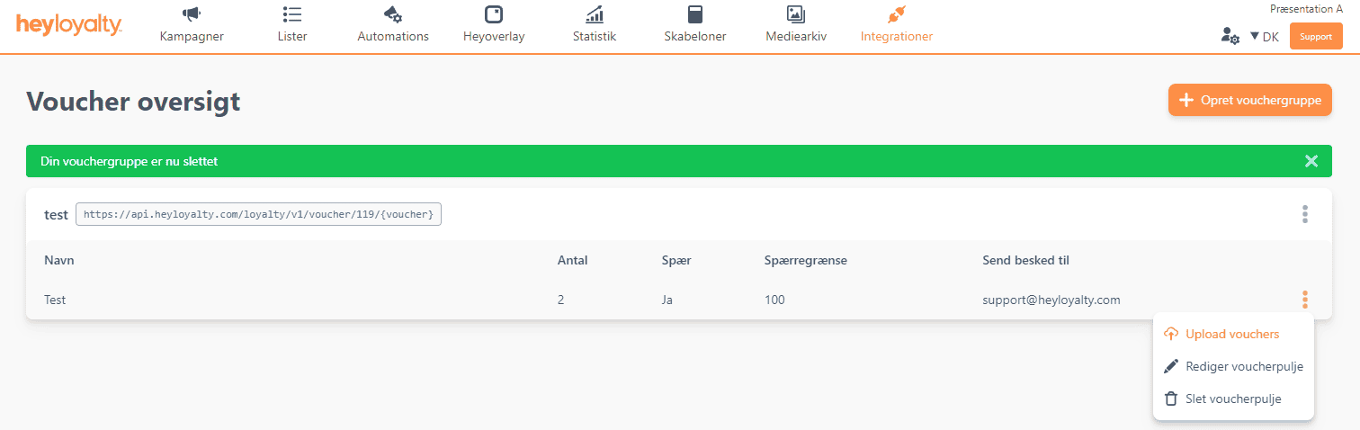 Importér dine voucherkoder