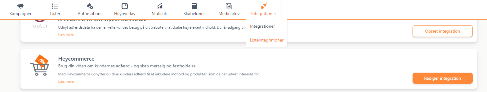 Opsæt listeintegration