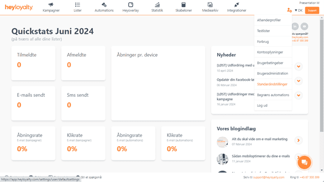 Gå til standardindstillinger 