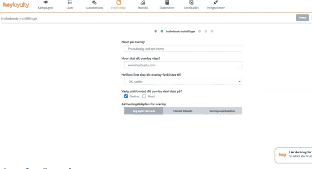 Vælg navn, side og liste 
