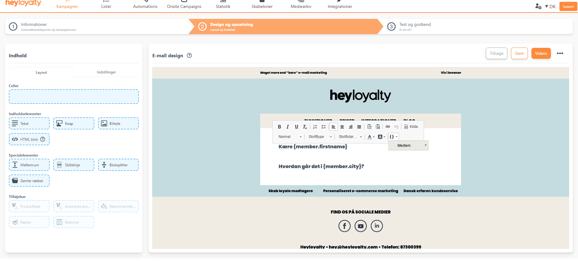 Vælg data du vil sætte ind