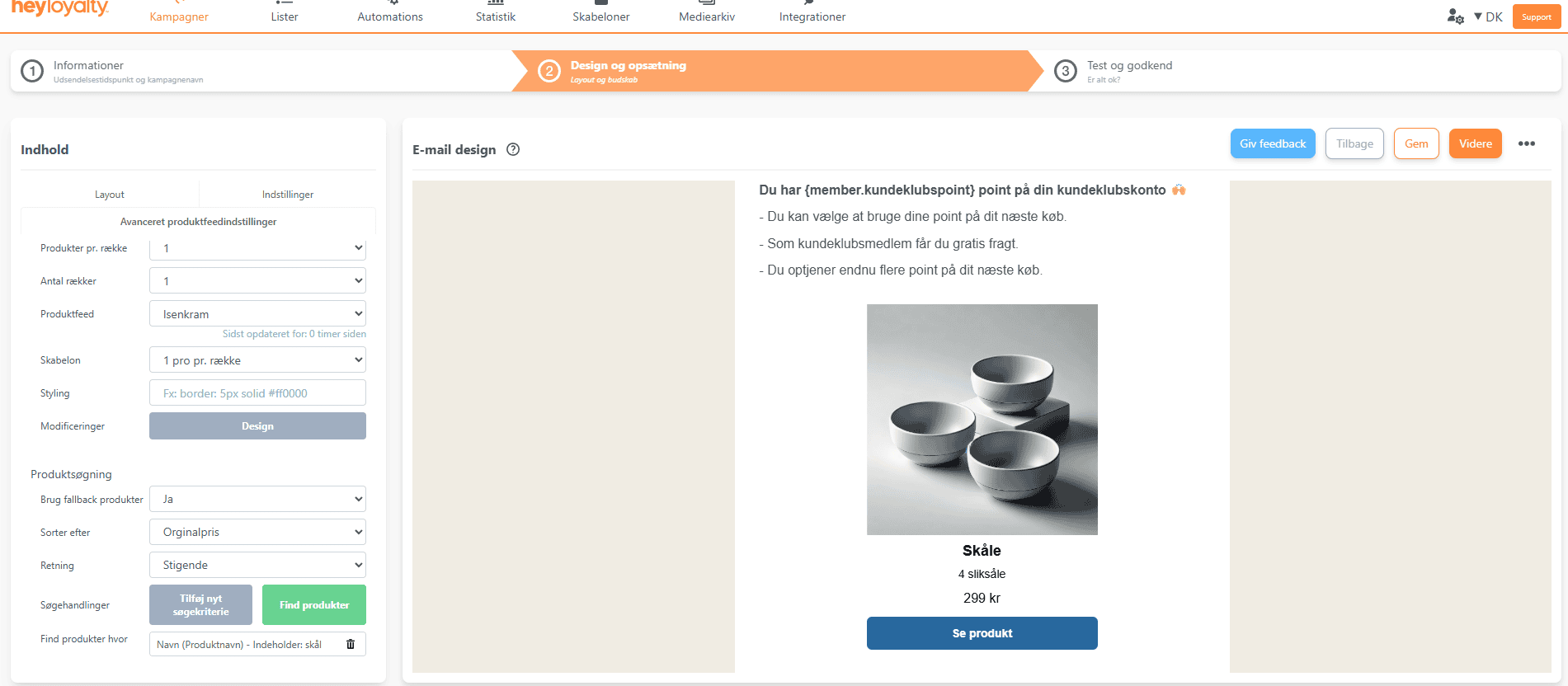 Vælg kriterier for søgning