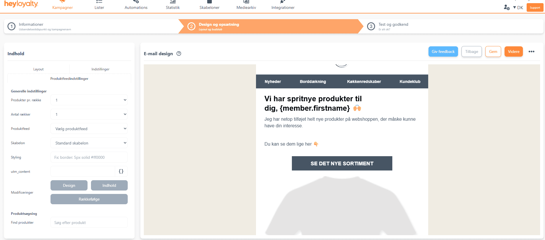 Definér produkter i feed